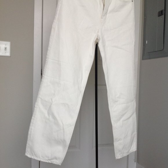 White Cream Loose Fit Coupe Ample Jean - Picture 2 of 6